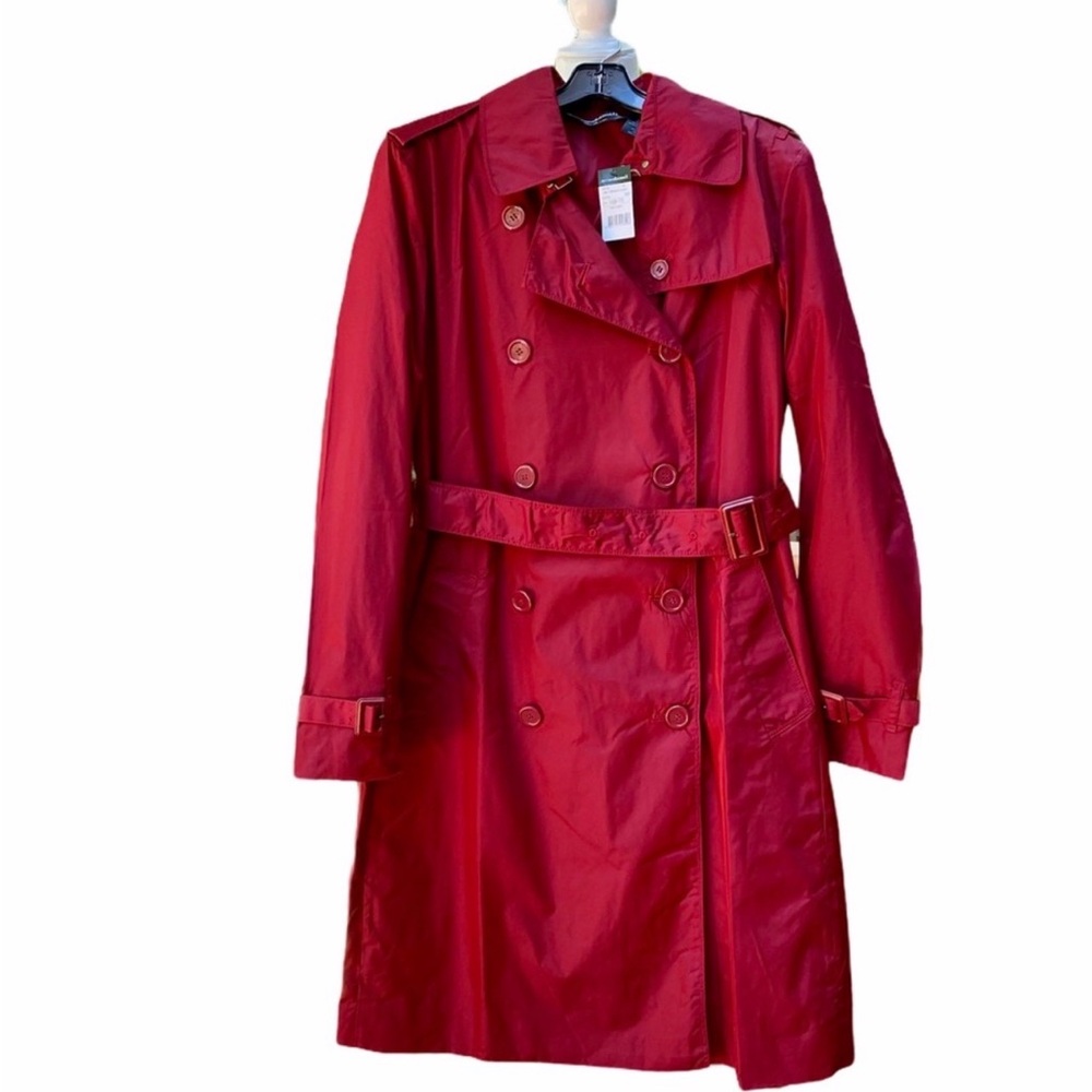 Norma Kamali Red Double-Breasted Trench Coat
